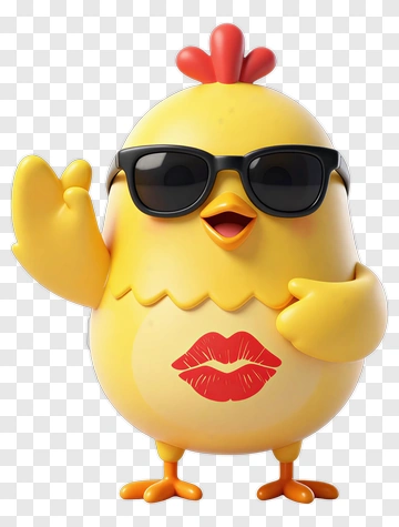 Cartoon Chicken Waving With Sunglasses PNG