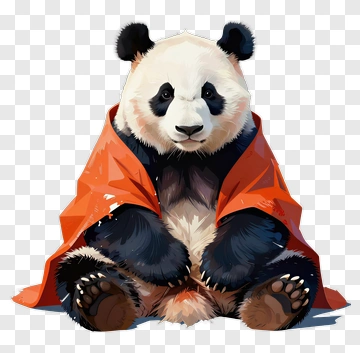 Cute Panda Wearing An Orange Blanket PNG