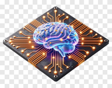 Digital Brain On Circuit Board PNG