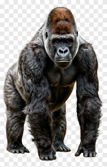 Gorilla Standing In A Natural Pose PNG