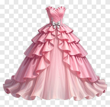 Pink Ruffled Evening Dress PNG