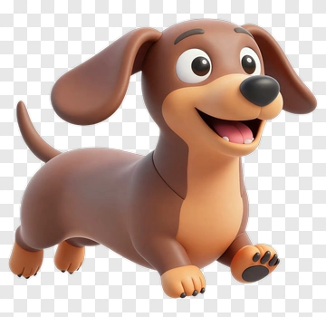 Cartoon Dachshund Running Happily PNG