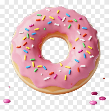 Pink Frosted Donut With Sprinkles PNG