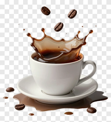 Coffee Splash In A White Cup PNG