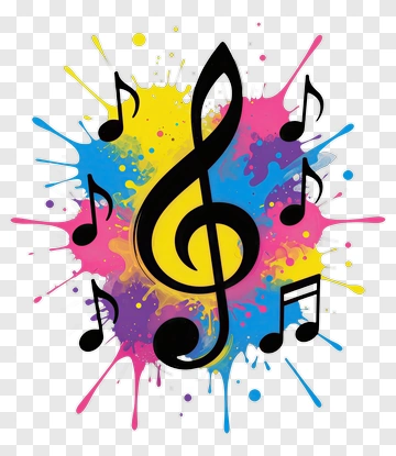 Colorful Music Note With Splashes PNG