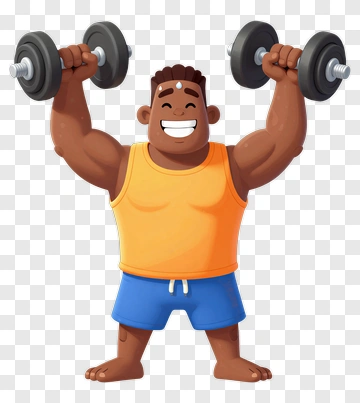Cartoon Man Lifting Weights PNG