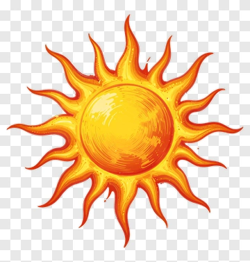 Cartoon Sun With Radiating Rays PNG