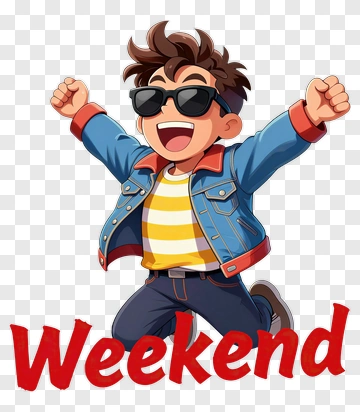 Cartoon Boy Celebrating The Weekend PNG