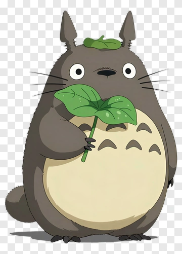 Totoro Holding A Leaf PNG