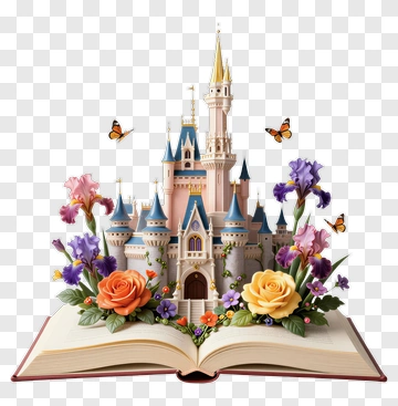 Fantasy Castle Surrounded By Flowers And Butterflies PNG
