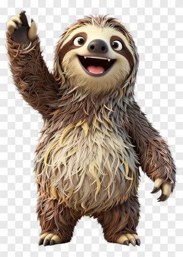 Cartoon Sloth Waving Hello PNG