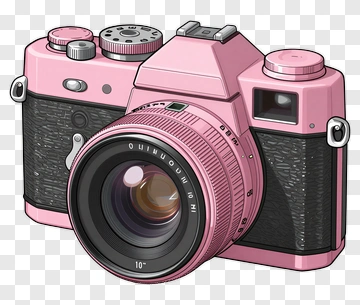 Pink Camera With Lens PNG