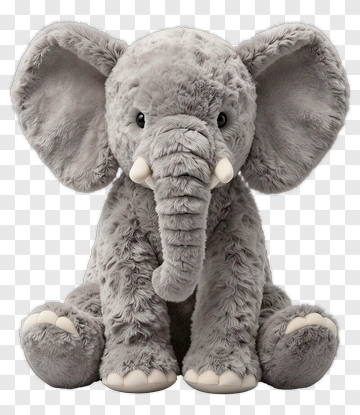 Cute Gray Plush Elephant PNG