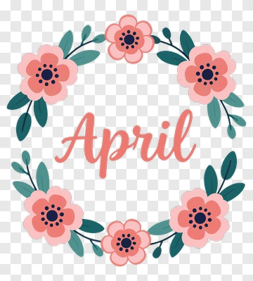 Floral Wreath With The Word April PNG