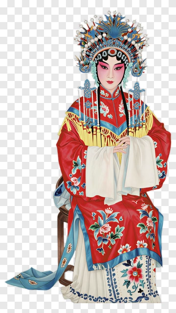 Traditional Chinese Opera Performer In Red Costume PNG