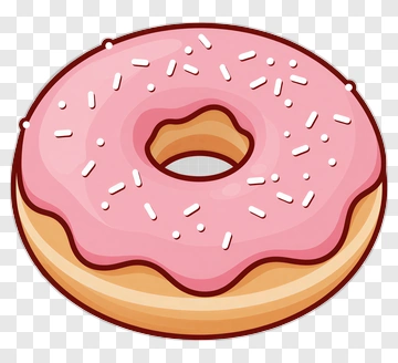 Cartoon Donut With Pink Icing And Sprinkles PNG