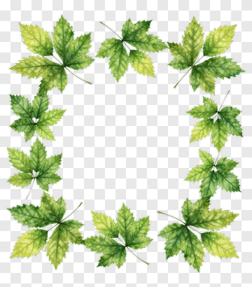 Watercolor Leaf Frame PNG
