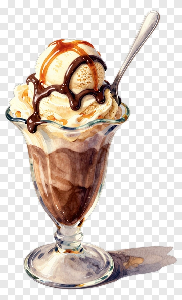Ice Cream Sundae With Chocolate Sauce PNG