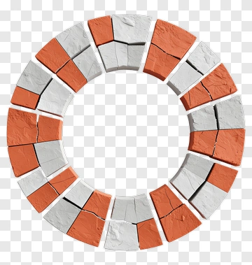 Circular Mosaic Frame With Orange And White Tiles PNG