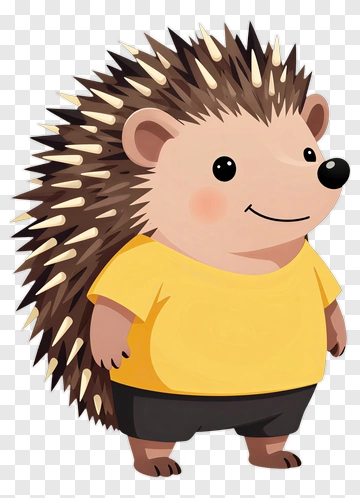 Cartoon Hedgehog In Yellow Shirt PNG