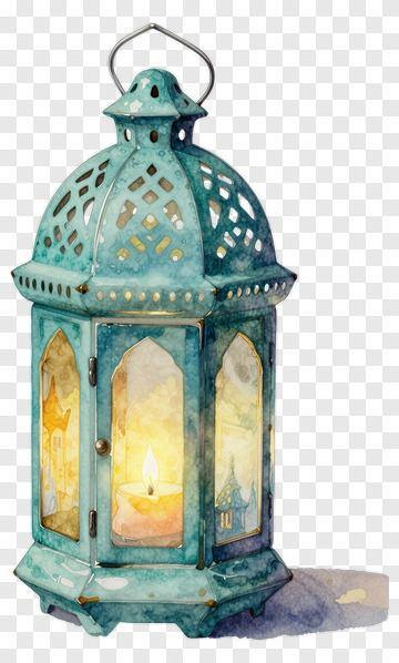 Watercolor Lantern With Candle PNG