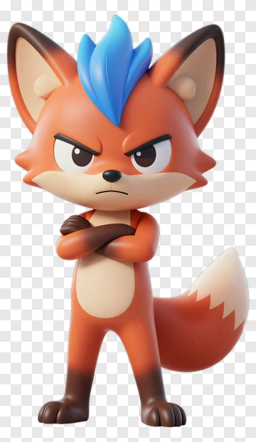 3D Cartoon Fox Character PNG