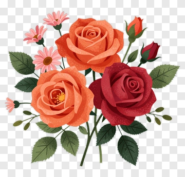 Colorful Rose Bouquet PNG