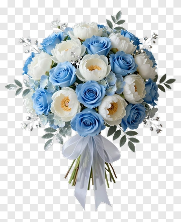 Blue And White Flower Bouquet PNG