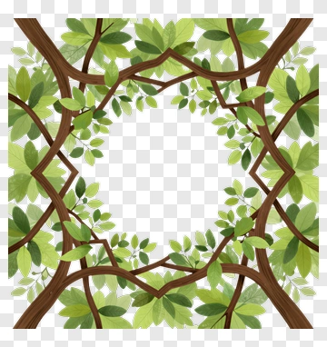Floral Wreath With Green Leaves And Twigs PNG