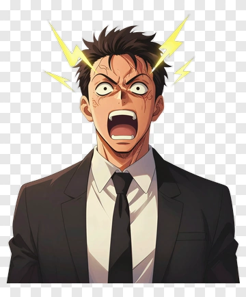 Angry Businessman With Lightning Bolts PNG