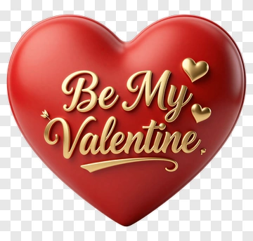 Red Heart With Be My Valentine Text PNG