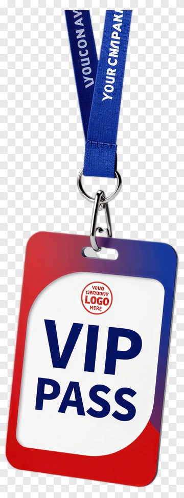 Vip Pass With Blue Lanyard PNG