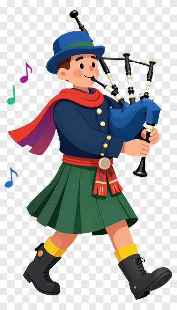 Bagpiper Playing Music In A Kilt PNG