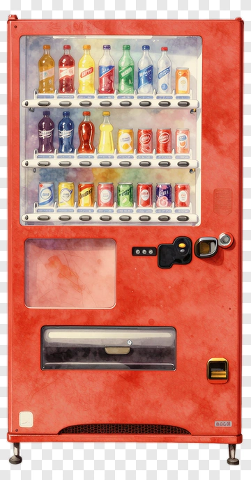 Vending Machine Filled With Various Beverages PNG