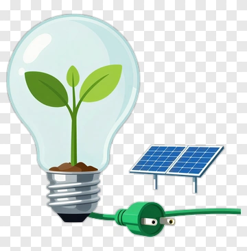 Light Bulb With Plant And Solar Panel PNG