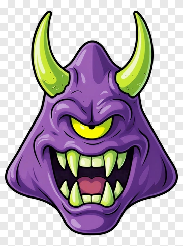 Cartoon Purple Monster Face PNG