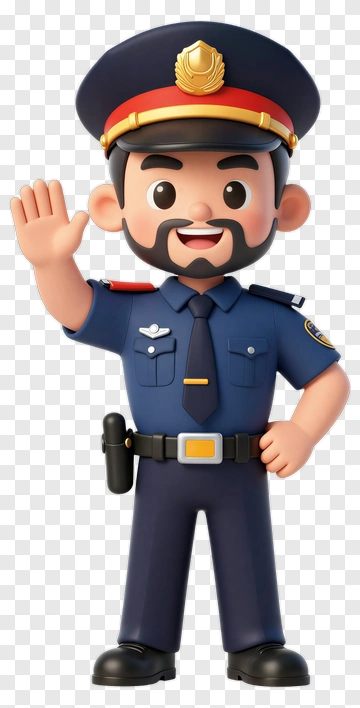 Cartoon Police Officer Waving PNG