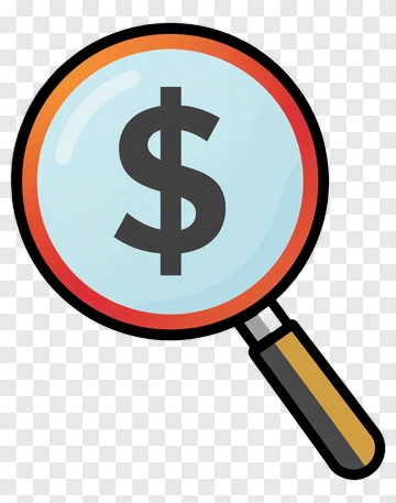 Magnifying Glass Focusing On Dollar Sign PNG