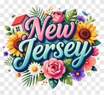 Colorful New Jersey Floral Design PNG