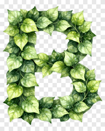 Leafy Letter B PNG