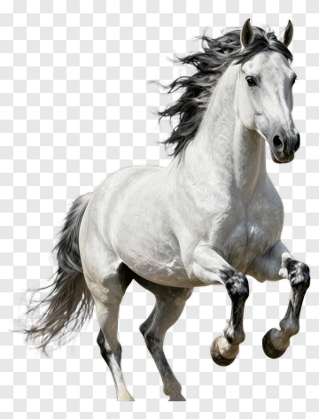 White Horse Galloping PNG