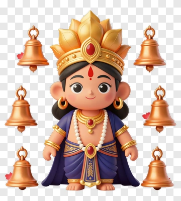 Cartoon Goddess Holding Bells PNG