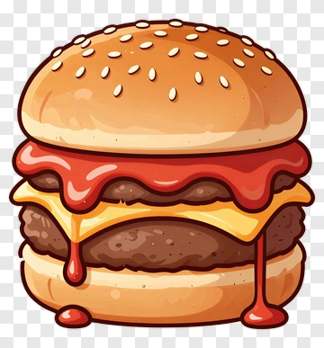 Cartoon Cheeseburger With Ketchup PNG