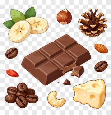 Chocolate Bar Surrounded By Nuts And Fruits PNG