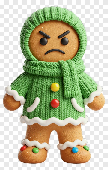 Gingerbread Man In Green Sweater PNG