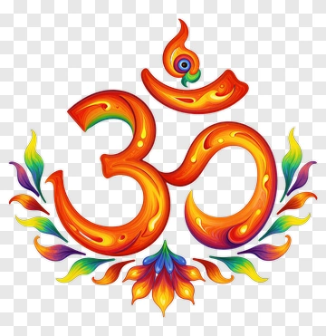 Colorful Om Symbol With Floral Elements PNG