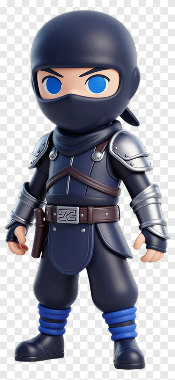 3D Cartoon Ninja Character PNG