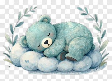 Cute Sleeping Bear On A Cloud PNG