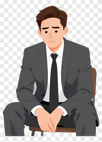 Sad Businessman Sitting On A Chair PNG