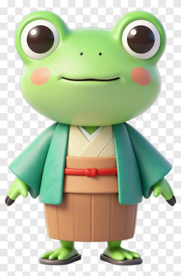 Cartoon Frog Wearing Traditional Clothing PNG